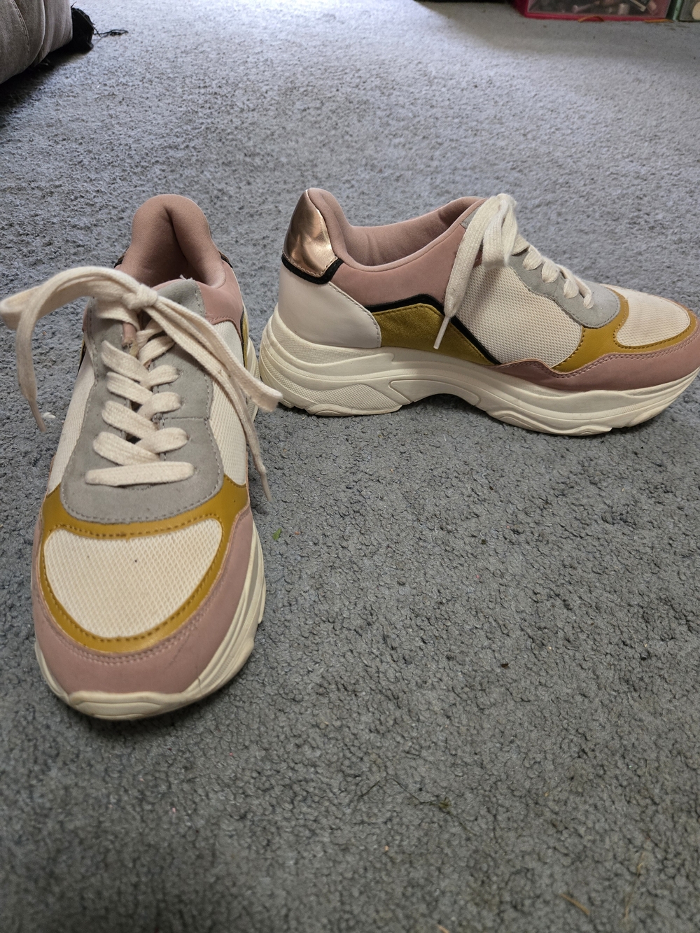 Big Buddha Women’s Chunky Sneakers in Pink, Cream & Yellow